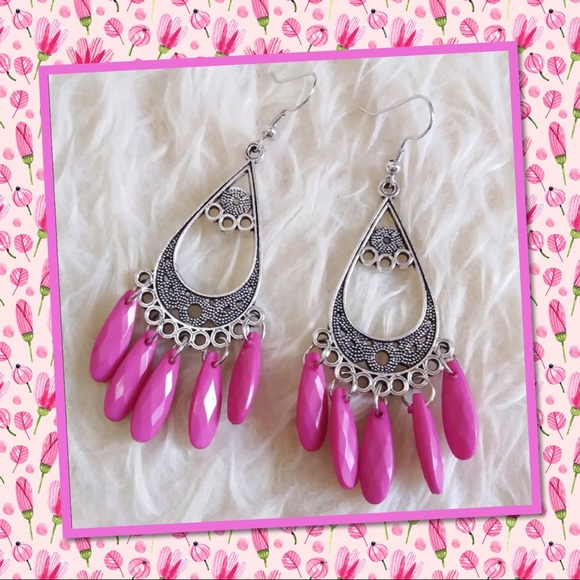 💖New Vintage Antique Bohemian FUSCHIA Ear - Picture 1 of 5